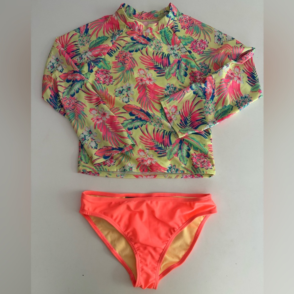 **LIKE NEW** Girls Size 14 Swim Bottoms & Rash Guard 2-Piece Set